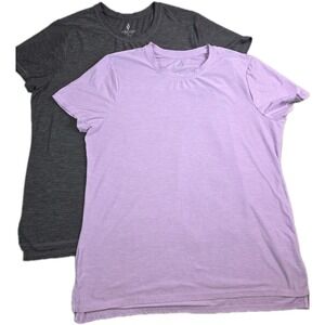 Sketchers Women's Short Sleeve Round Neckline Purple/Charcoal Lose Fit (2) Tops